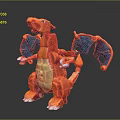 Orange Dragon Toy Figure With Blue Wings Yellow Belly And White Claws