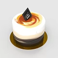 Delicious Creamy Cake With White Brown Swirl Topping Black Card And Golden Tray Base