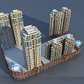Modern High Rise Residential Buildings With Red Brick Base Exterior Design