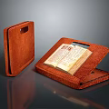 Brown Leather Tablet Case With Open Design And Vintage Book Inside 3d model