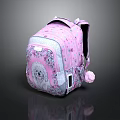 Cute Pink Backpack Design With Lion Pattern And Floral Decorations