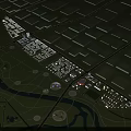Aerial View Planning of Modern Urban Layout With River Green Areas and Circular Facilities