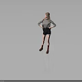 Blonde Woman In Gray Turtleneck Black Shorts Red Socks Brown Boots With Hands On Hips