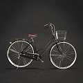 Vintage Black Bicycle With Maroon Seat Wire Basket And White Wall Tires