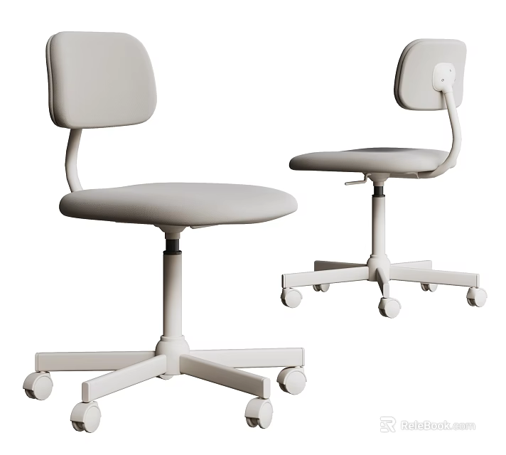 Modern White Office Chair with Swivel Base Padded Seat and Backrest Design 3d model 