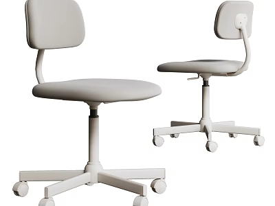 Modern White Office Chair with Swivel Base Padded Seat and Backrest Design 3d model