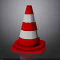Red And White Striped Traffic Cone With Sturdy Red Base And Clear Visibility