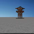Ancient Pagoda With Traditional Roof Overhanging Eaves Wooden Structure Carved Window Lattice And Balcony Railings
