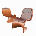 Modern Single Chair With Curved Wooden Frame And Dark Cushion Design