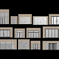 Various Door And Window Designs With Beige Frames And Glass Panels 3d model