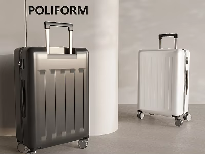 POLIFORM Modern Black And White Suitcases With Smooth Wheels And Sleek Design 3d model