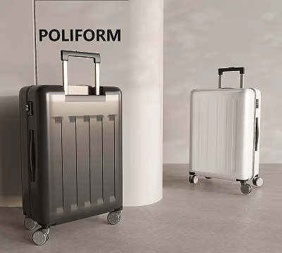 POLIFORM Modern Black And White Suitcases With Smooth Wheels And Sleek Design 3d model