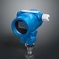 Blue Industrial Digital Pressure Transmitter With Display And Stainless Steel Base