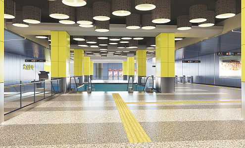 Modern Metro Station New Subway 3d model