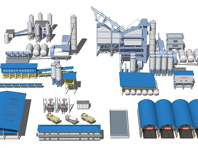 Modern Industrial Equipment Setup With Production Line Storage Tanks And Mechanical Units 3d model