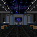 Modern KTV Interior With Neon Lights LED Screens And Comfortable Seating