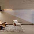 Cozy Basement Home Theater With Comfortable Seating Projector And Carpet