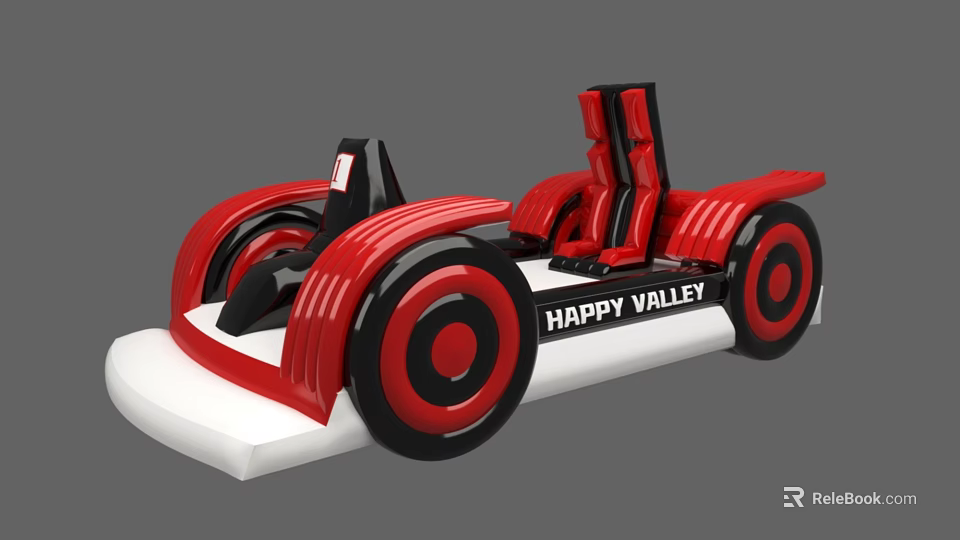 Happy Valley Red And Black Racing Car Model With White Base And Decorative Design 3d model 