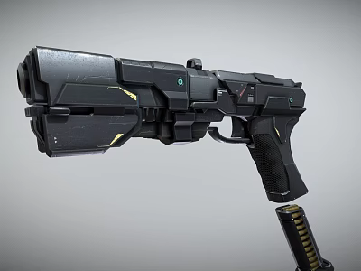 Modern Tactical Black Pistol With Sleek Design Yellow Accents And Ergonomic Grip 3d model