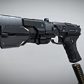 Modern Tactical Black Pistol With Sleek Design Yellow Accents And Ergonomic Grip