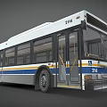 White Blue And Yellow Stripe City Bus With Number 2116 Exterior Design