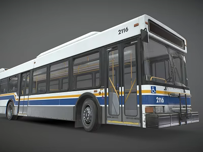 White Blue And Yellow Stripe City Bus With Number 2116 Exterior Design 3d model White Blue And Yellow Stripe City Bus With Number 2116 Exterior Design 3d model