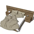 Double Bed with Wooden Headboard and Nightstands in Cozy Bedroom Setting