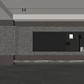 Elegant Modern Living Room Feature Wall with Gray Marble Texture LED Lighting and Open Shelves