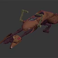 Copper Fighter Jet With Mechanical Details And Front Cannon Design Features 3d model