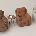 Three Massage Chairs in Different Colors with Small Round Table and White Cup