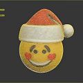 Yellow Smiling Doll In Red Santa Hat With White Trim And Pom Pom Red Blush