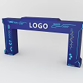 Blue Modern Exhibition Entrance Arch With Logo And Tech Inspired Decorations