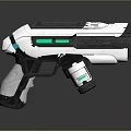 Futuristic White Gun With Blue Glowing Light And Modern Sleek Structure