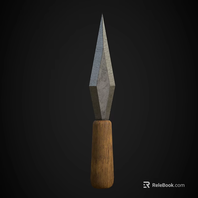 Traditional Weapon Spear With Sharp Metal Head And Polished Wooden Handle Design 3d model 