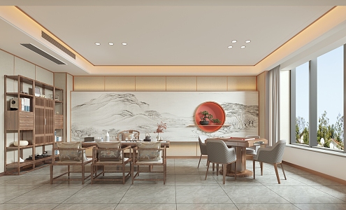 New Chinese Chess and Card Room Tea Room 3d model