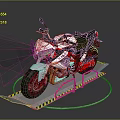 White And Red Modern Sport Motorcycle With Sleek Body Black Wheels On Display Stand