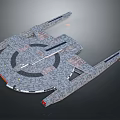 3D Aerospace Model of Cosmic Space Station with Circular Structure Extended Arms and Textured Surface