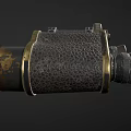 Vintage Antique Binoculars With Textured Metal Surface And Gold Silver Accents