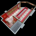 China Gold Retail Store with Red and Gold Interior and Jewelry Display Cases