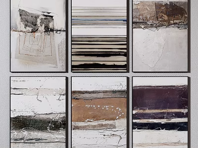 Abstract Wall Art Paintings With Textured Neutral Tones For Modern Home Decor 3d model