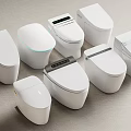 Multiple White Smart Toilets With Different Designs And Modern Digital Features 3d model
