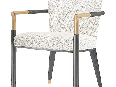 Modern Single Chair With Upholstered Fabric Golden Armrests And Black Legs 3d model