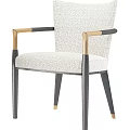 Modern Single Chair With Upholstered Fabric Golden Armrests And Black Legs