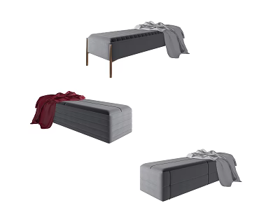 Gray Sofa Bench With Red And Gray Blankets Different Styles In Living Room 3d model