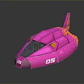 Pink Streamlined Spaceship With Orange Patterns And Number 05 For Space Exploration
