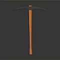 Industrial Pickaxe Equipment With Orange Handle And Metal Head For Heavy Duty Use
