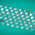 Colorful Cat Masks With Various Designs On Teal Background For Home Decor
