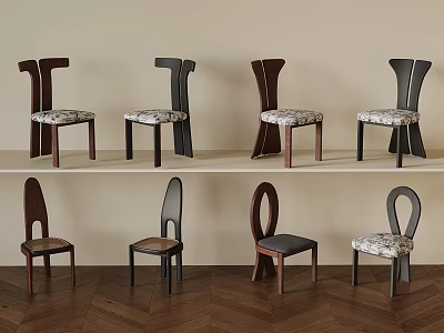 Stylish Contemporary Dining Chairs With Wooden Frames And Soft Fabric Seats For Home Use 3d model