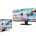 Dual Computer Monitors With Modern Design And Scenic Landscape