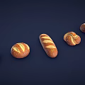 Assorted Fresh Breads With Sesame Seeds Braided Design Long Loaf And Round Shapes